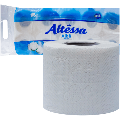 Hartie igienica alba, din celuloza, Altessa, 2 straturi, 10 role, clasic, 130 foi
